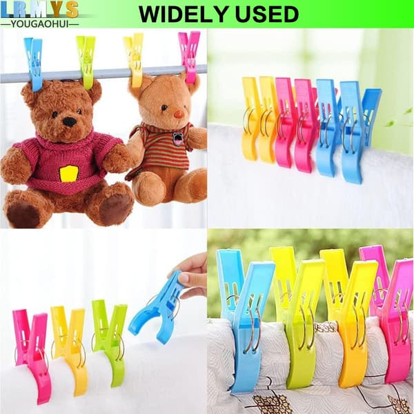 Large Set Plastic Hanging Clips, Large Beach Towel Clips for Sunbeds Deckchairs Pool Chairs Laundry Prevents (L)