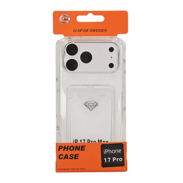 Støtsikkert mobildeksel med kortholder for iPhone 17 Pro - Klar Transparent transparent