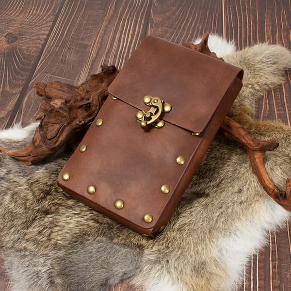Viking Renæssance Kostume Bæltetaske Sæt med Sværdfrø og Eliksirflaskeholder til Middelalder Cosplay Brown