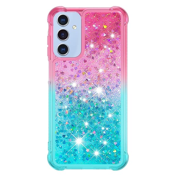 SKALO Samsung A26 5G Liquid Glitter Case - Pink-Turquoise multifärg multicolor