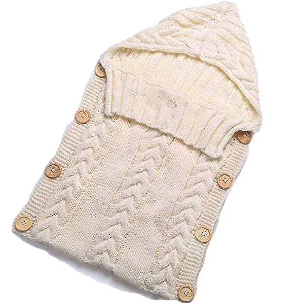 Strikket Baby Sovepose Tæppe Til Barnevogn Baby Foto Med Fleece Indeni, Varm Lomme Strikket Hyggepose Til Babyer Nyfødte (YJD)-FS3-