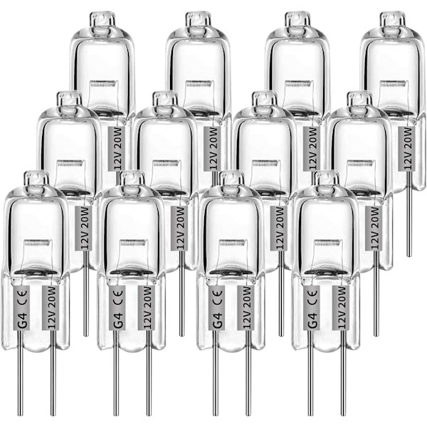 G4 halogenlampor 10W 12V - Varmvita - 12 st 10W