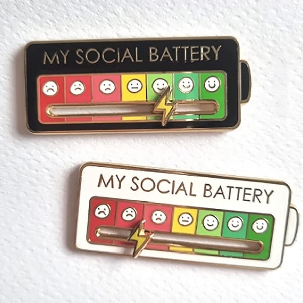 Social Battery Pin - Min sociala batteri kreativa lapel pin Svart