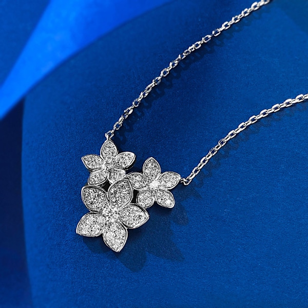 Halsband med hänge damkrage silver 925 silver 1 blomma krage nyckelbenshalsband