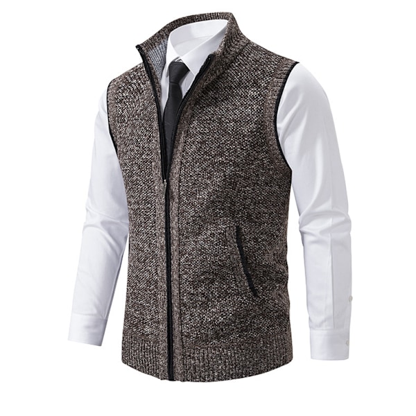 Herr Full-Zip Polar Fleece -liivi, Talven Lämmin Neuleliivi brown-FS1- brown S