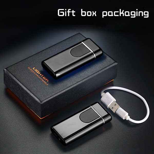 Kompakt elektrisk lighter med fingeraftrykssensor, micro-usb sort black
