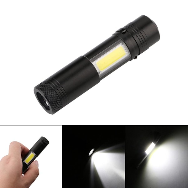 Mini COB LED Liten och Smidig Ficklampa Svart
