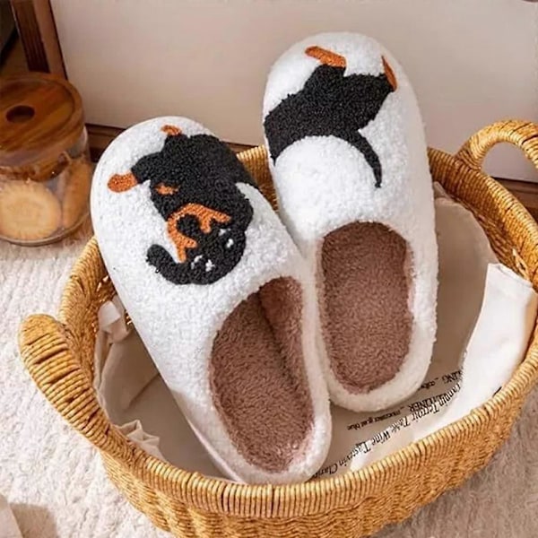 Dachshund-tøfler for kvinner, Dyretegnet Wienerhund-tøffel-FS1- 40 to 41