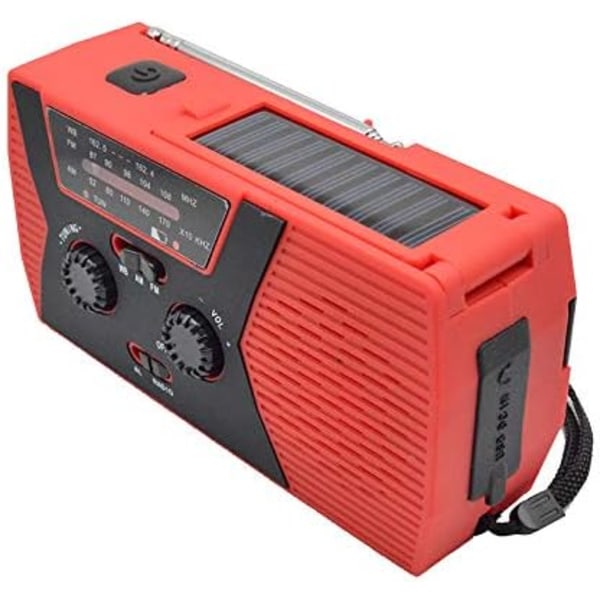 Multifunktionell radio, portabel nödradio för utomhusbruk med solceller