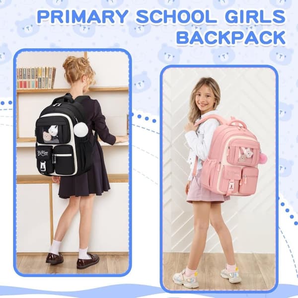 School Backpack for Girls Kawaii Ita Design for Primary School Black