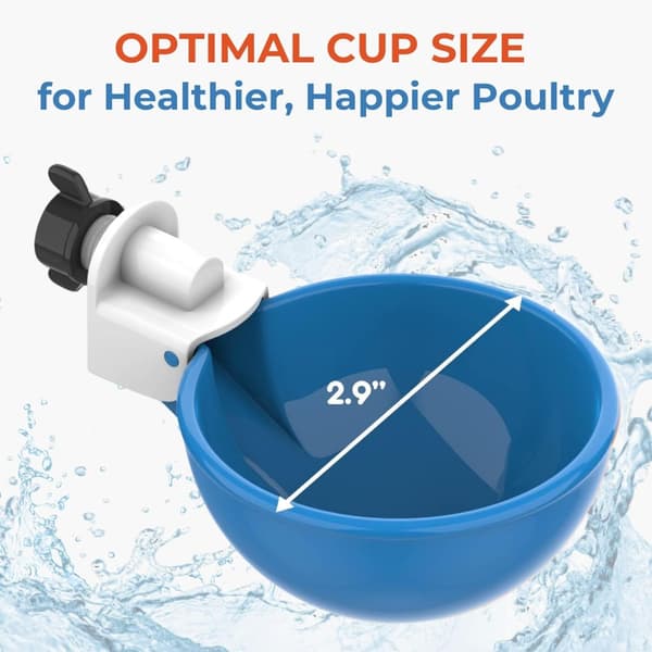 Blue Automatic Water Cup for Chickens, Ducks, Geese, Turkeys, and Rabbits, Waterer Kit, Poultry Waterer, 5-pack