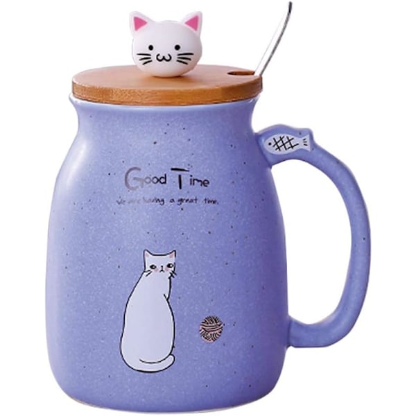 Kattmugg, Söt Keramisk Kaffemugg med Härlig Katt i Rostfritt Stål