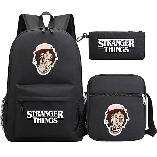 Stranger Things Ryggsäck 3-Dels Set Student Skolväska Canvasväska 21 3PCS/Set 21
