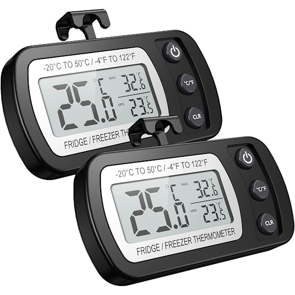 Digital Kylskåpstermometer, 2-pack Vattentät Fryskåpstermometer