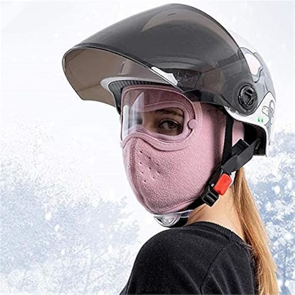 Helface Hjelmhette, Varm Vintermaske, Polar Fleece Ridesikker HD-briller Ansiktsbeskyttelse Munnbeskyttelse, Vinrød