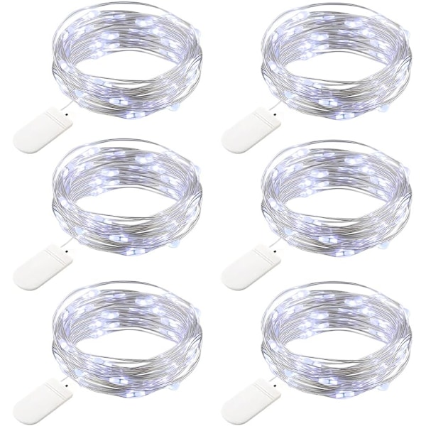 6 Pakke Fe Lyskæder Julepynt 2,2 m 20 Led Stjerne