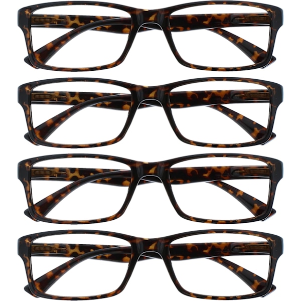 Brun Sköldpaddsmönstrade Läseglasögon Value 4-pack Designer Style Herr Dam RRRR92-2 +1,50 Brun Sköldpaddsmönstrad Brun Sköldpaddsfärgad Brown Tortoiseshell +1.50 Magnification