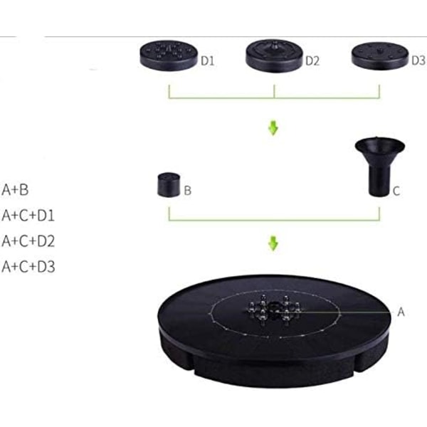 Solcellsdriven fontänpump uppgraderad 2.4W LED-ljus