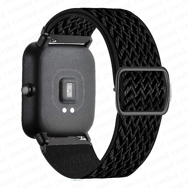 20mm/22mm Armbånd for Amazfit Gts 4//2/2e/3/gts2 Mini/gtr 4/3/pro/gtr2/47mm/stratos Nylon Elastisk Klokkearmbånd Amazfit Bip Rem svart black 22mm