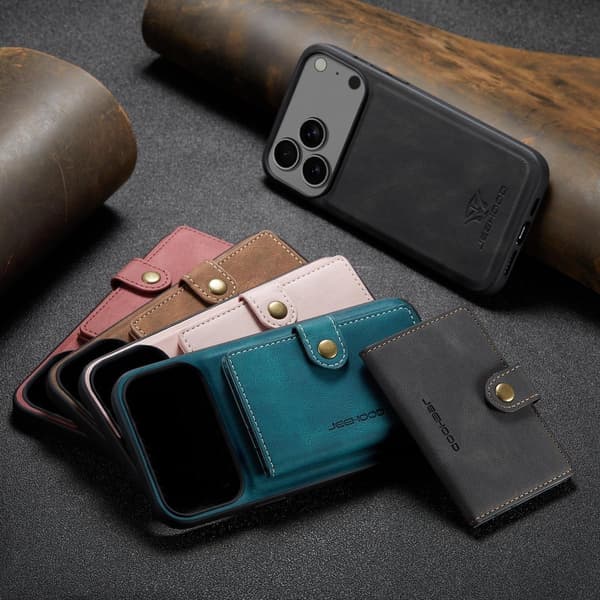 (Til iPhone 16 Plus) Unikt slankt telefoncover med støttefod og kortlommer