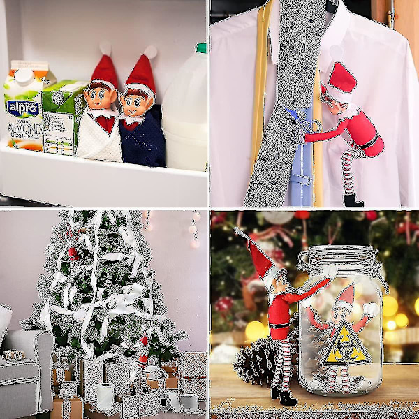 1 X Elf der opfører sig dårligt med velcro i hånden - Langbenet Elf Blød Plys - Julnyhed - Elf med hat og pig Jul