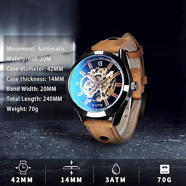 Herre Automatisk Skelet Mekanisk Armbåndsur Casual Sportsur-FS2-