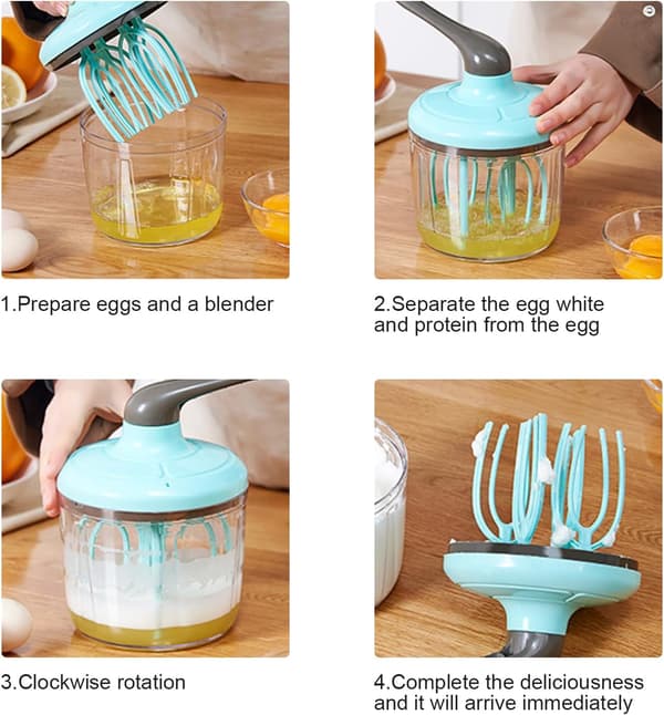 Plastvisp, halvautomatisk visp, melke- og eggvisp, kjøkkenvisper for visping, matlaging, baking og skumming
