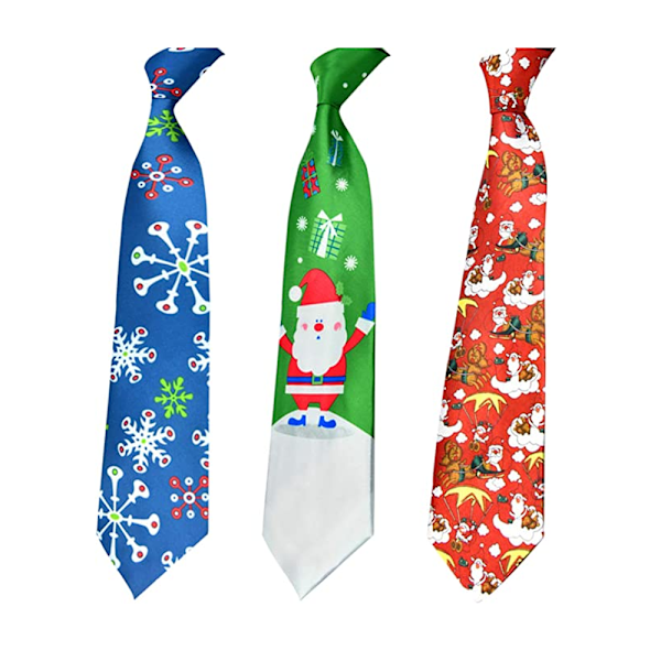 3-pakke juletreslips for voksne menn, morsomme slips 茅 Snøfnugg slips Sa-FS1-