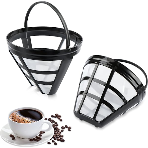 Coffee filter, 2 reusable permanent coffee filters fine mesh coffee filter with Caff handle universal mesh for Americano-FS-