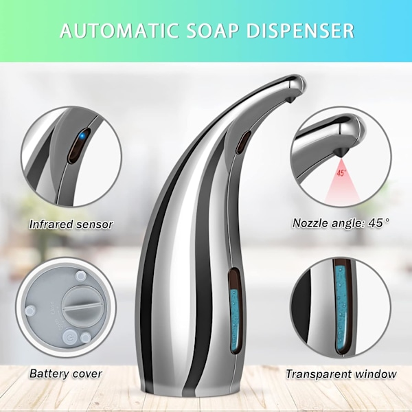 Automatisk tvåldispenser, elektrisk tvåldispenser med sensor, IPX6 v