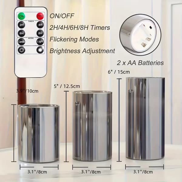 3D Flameless LED-pelarljusset om 3 med fjärrkontrolltimer, vitt äkta vax, batteridrivet Remote White