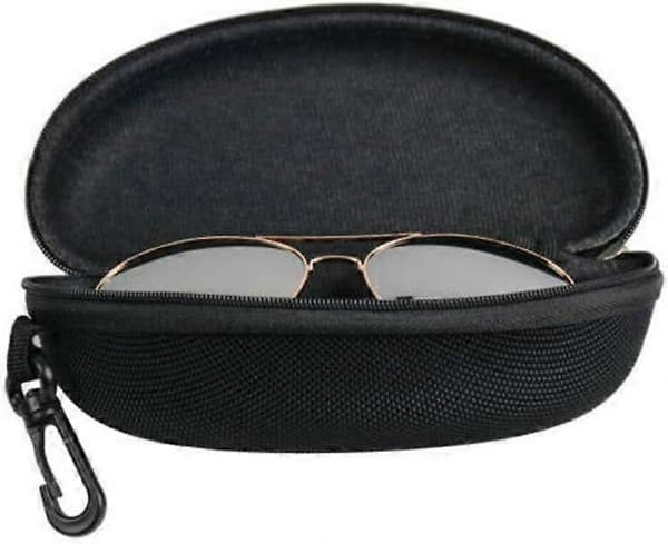 Pakke med 3 solbrilleetuier, hardt etui med glidelås og belteklips