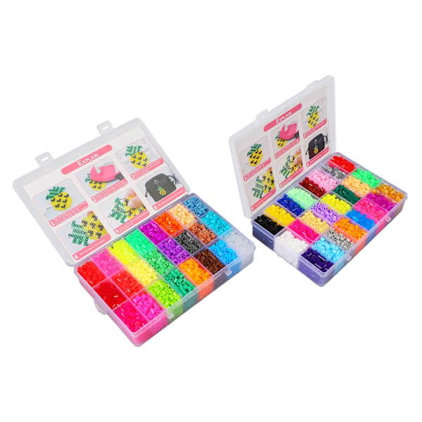 9600 stk. 48 Farger Smelteperler 5mm DIY Håndverk Forbedre Øyekoordinasjon Smelteperler for Håndverk