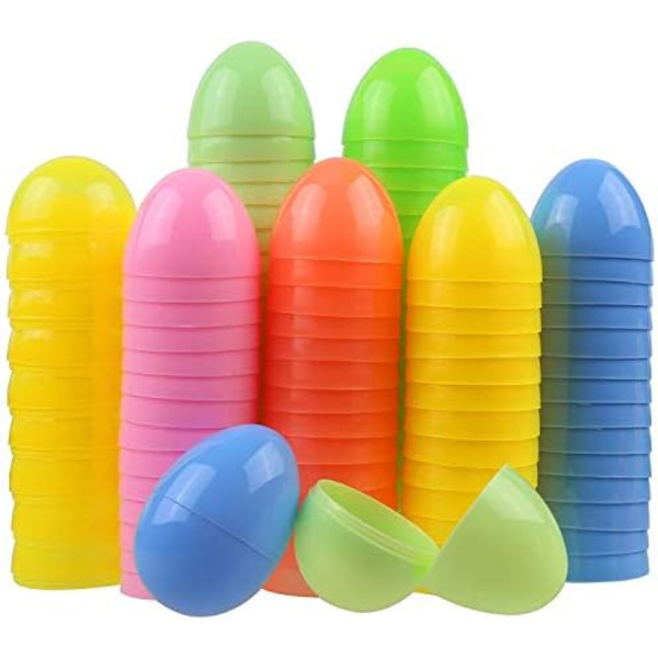 60 Pieces Empty Plastic Easter Eggs Surprise Eggs for Egg Hunt Mixed-FS-