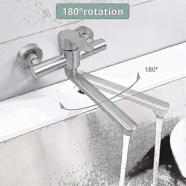 304 rostfritt stål väggmonterad köksblandare kran 360 graders rotation justerbar varm och kallt vatten