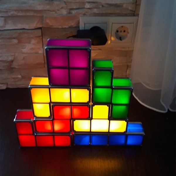 Oppgrader DIY Tetris nattlys fargerike stablebare tangram puslespill 7 Pi