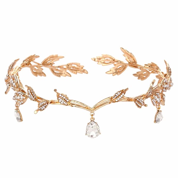 Gudinde Tiara Blad Hårbøjle Krystal Rhinestones Tiara Krone