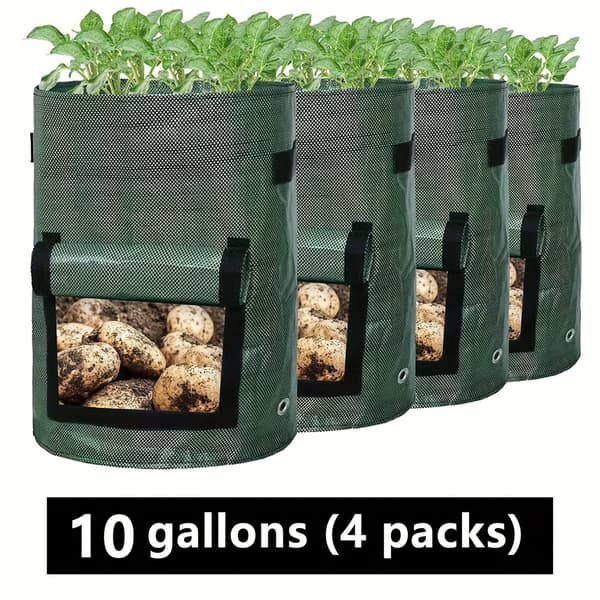 Potatisplanteringspåsar 7 gallon 4-pack med handtag och lock 7-Gallon 37.85 L
