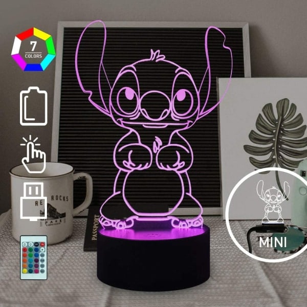 Lilo & Stitch Lampa Tecknad Söt Stitch Figur Vänner 3D LED