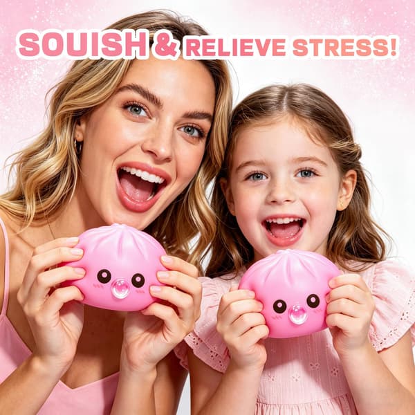 1 STK Rosa Uppgraderad Dumplingformad Bubbelklämleksak, Realistisk Matstil TPR Fidget Sensorisk Stressboll för Daglig Avkoppling & Hållbarhet