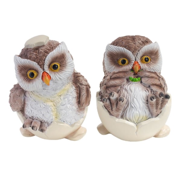 2 st Söta ugglor Staty Bedårande Uggla figurer för Owl Lovers Hemmakontor Trädgårdsdekor