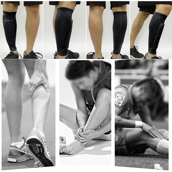 A Pair of Professional Calf Compression Sleeves Shin Guard Impact Fall Protection Black (L) black black l