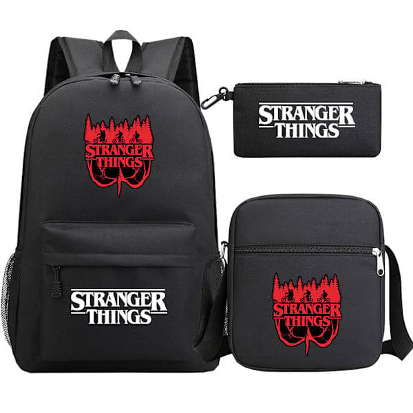 Stranger Things Ryggsäck 3-Dels Set Student Skolväska Canvasväska 22 3-Dels Set 22