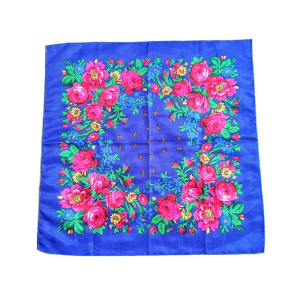 Rose Blomstermønster Hodeskjerf Twill trykt Skjerf Sjal BLÅ-FS1- Blue