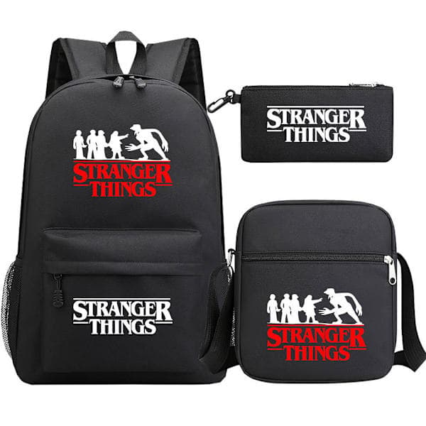 Stranger Things Ryggsäck 3-delars Set Student Skolväska Canvasväska 2 2