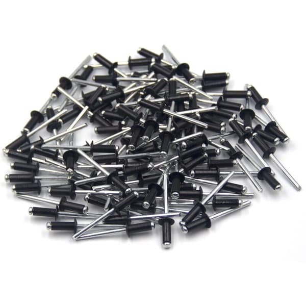 100 pcs Aluminum Blind Rivet 4.8 x 12 mm, Open Blind Rivet, Pop Rivet, Pack of 100 (Black)-FS-