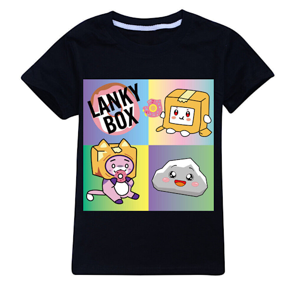 Lasten Pojat Tytöt Lankybox Print T-paidat Lyhythihainen Rento Topit black-FS1- black 160cm