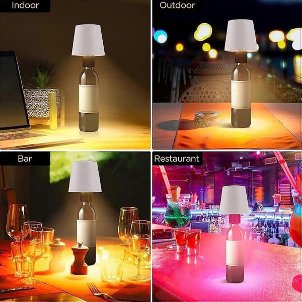 Wireless Bottle Lamp RGB/3 Colors Dimmable Pridola Wireless Bottle Lamp, Rechargeable Breathing Light Mode Touchless Table Lamp White