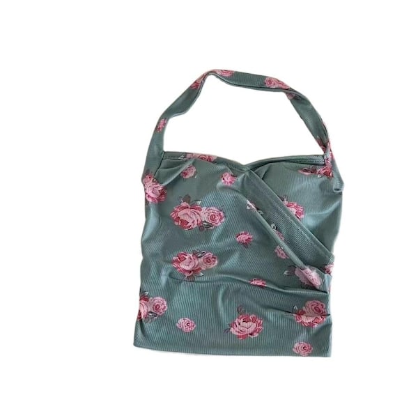 Blomstrete Camisole Halterneck Camisole GRÖN-FS1- Green