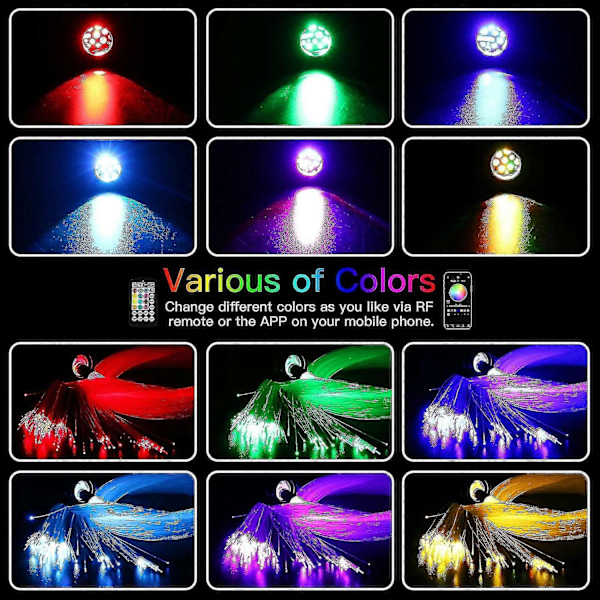 Helt ny 16w Twinkle RGBW Fiberoptisk Stjernehimmel Loftlampe Kit Smart App Lydstyret Motor til Bil Stjerneklart Himmel Fiberoptisk Lys-Perfek-X42- Car Cigarette plug